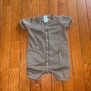 Carters Brown Knit Baby Romper with Buttons